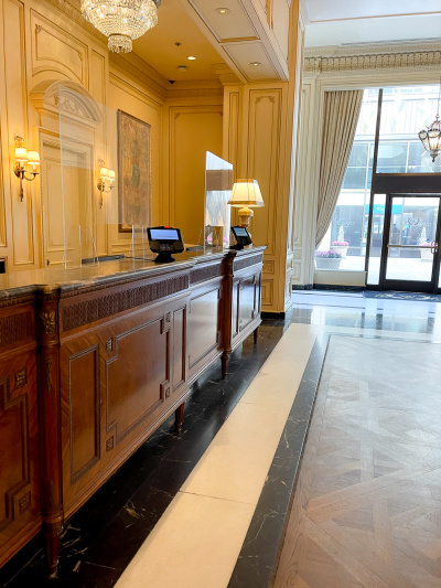 The hotel lobby