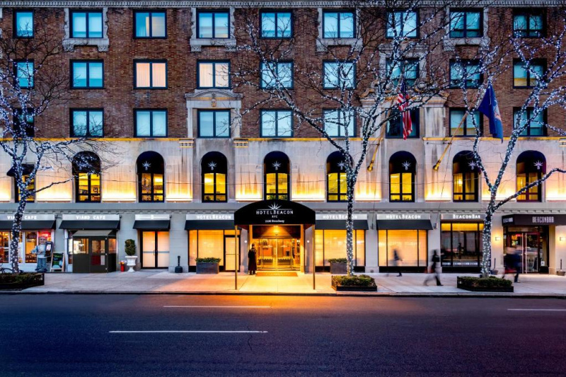 Hotel entrance with doorman