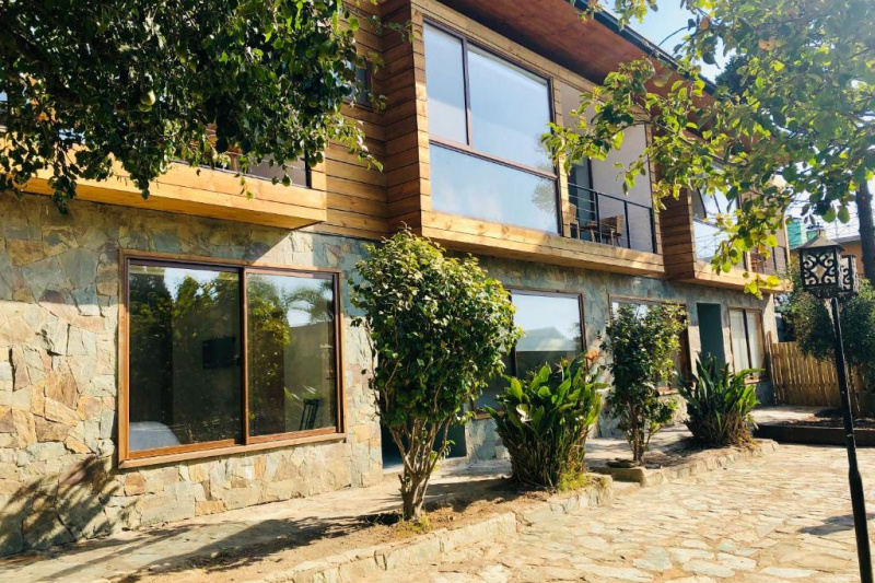 Wooden hotel building
