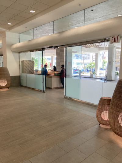 The main entrance to the hotel