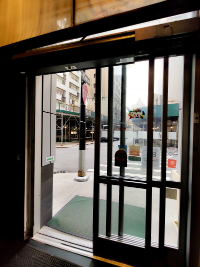 Hotel entrance with automatic doors
