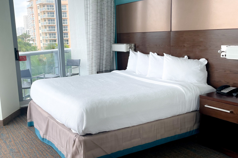 The bedroom of the accessible suite