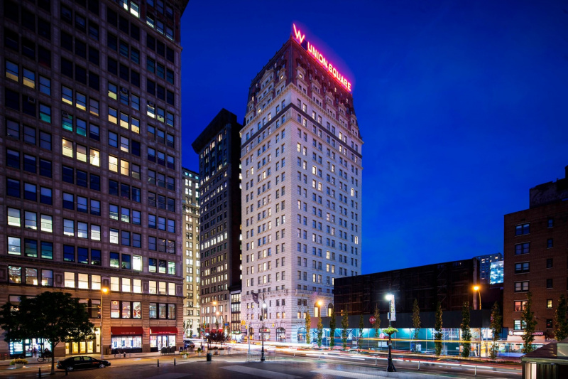 Hotel building by night