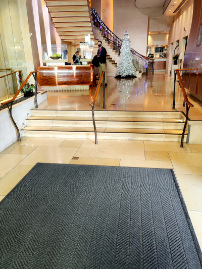 Entrance to lobby with stairs