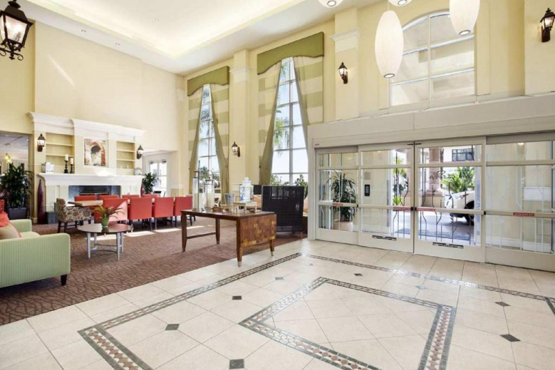 Lobby with tiled floor and seating area
