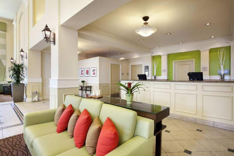 Front desk and lobby seating area
