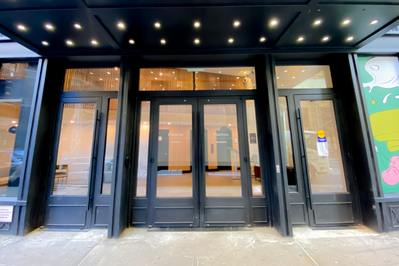 Hotel entrance with double doors