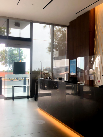 The hotel lobby