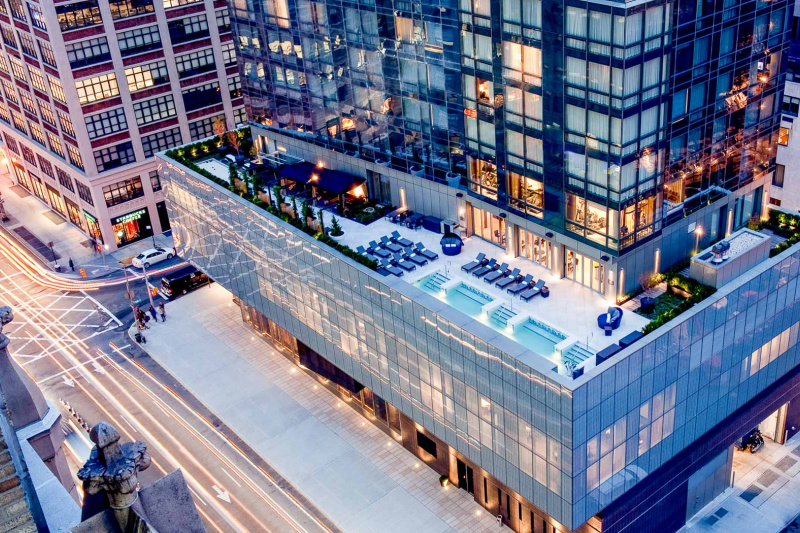 Hotel's terrace with a pool