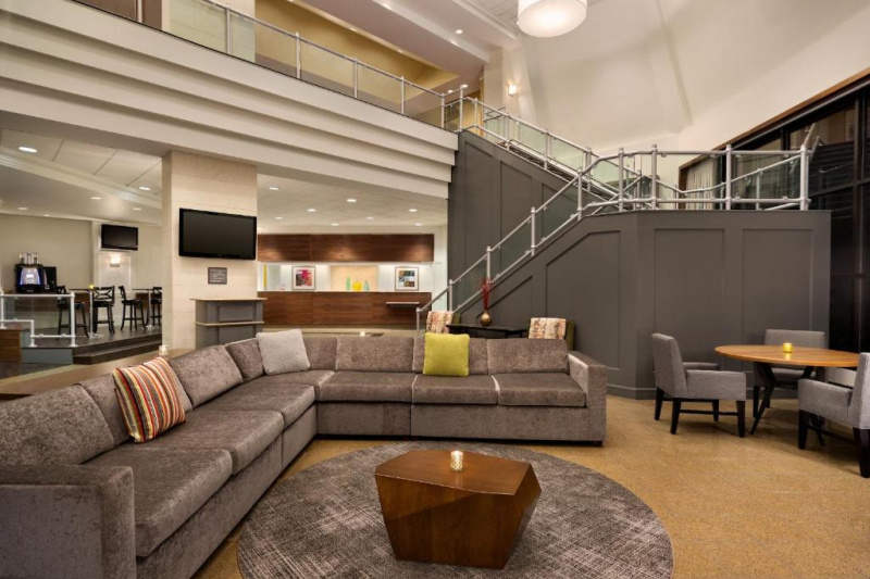 The hotel lobby
