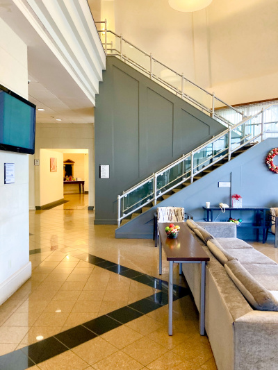 The hotel lobby