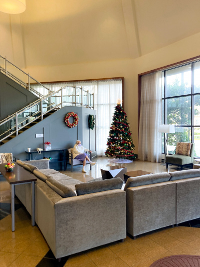 The hotel lobby