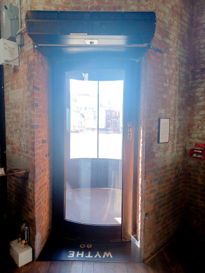 Hotel entrance with glass door