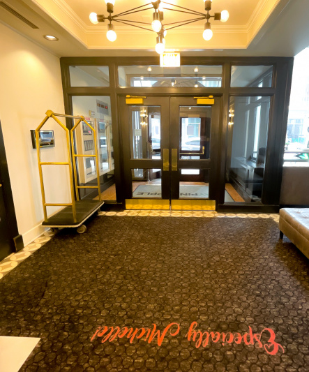 Lobby entrance with push doors