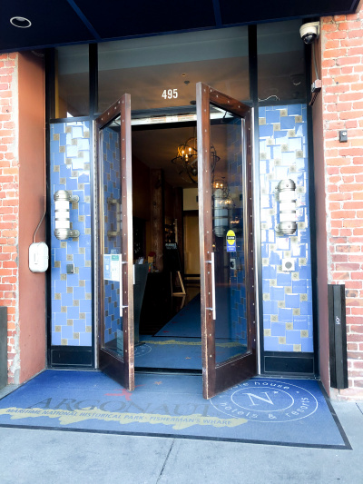 Hotel entrance with double doors