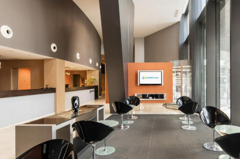 The hotel lobby