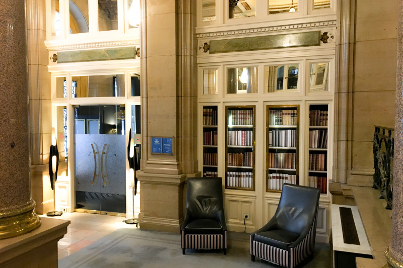 The hotel lobby