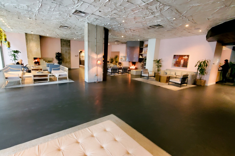 The hotel lobby