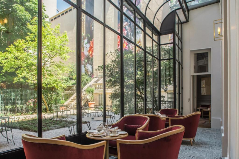 The hotel lobby