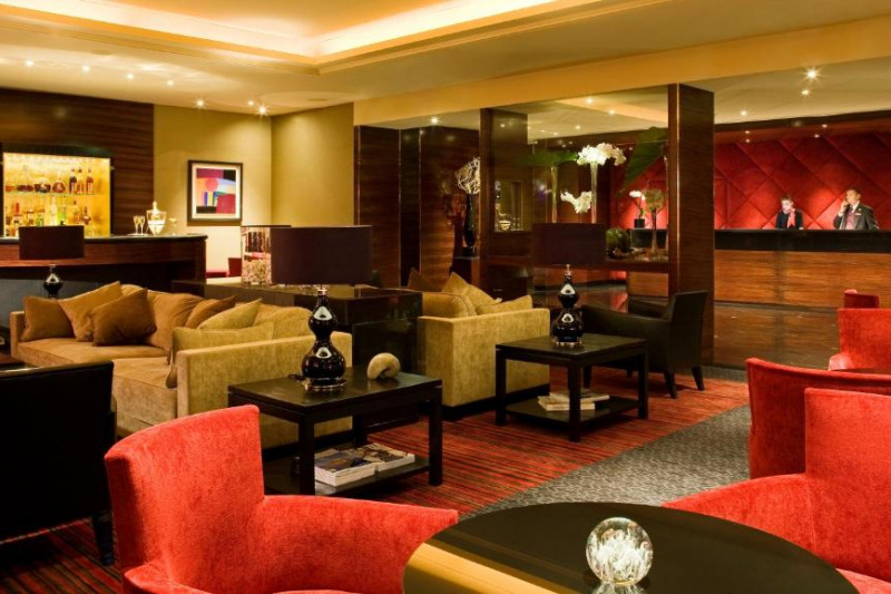 The hotel lobby