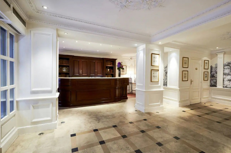 The hotel lobby