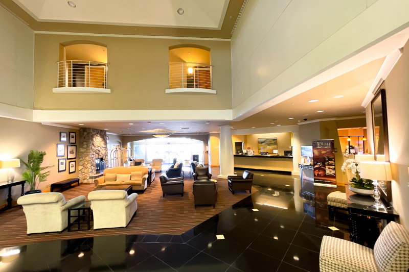 The hotel lobby