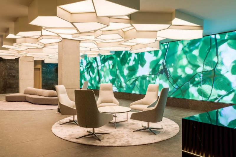 The hotel lobby