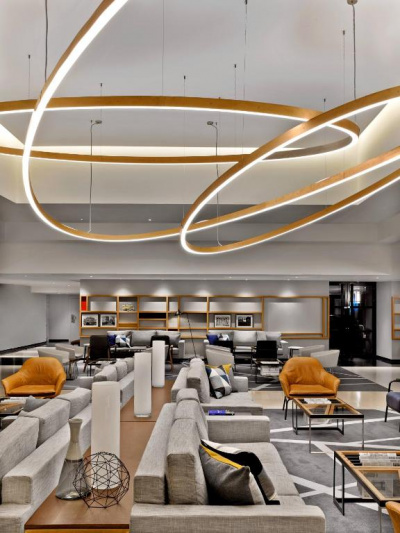 The hotel lobby