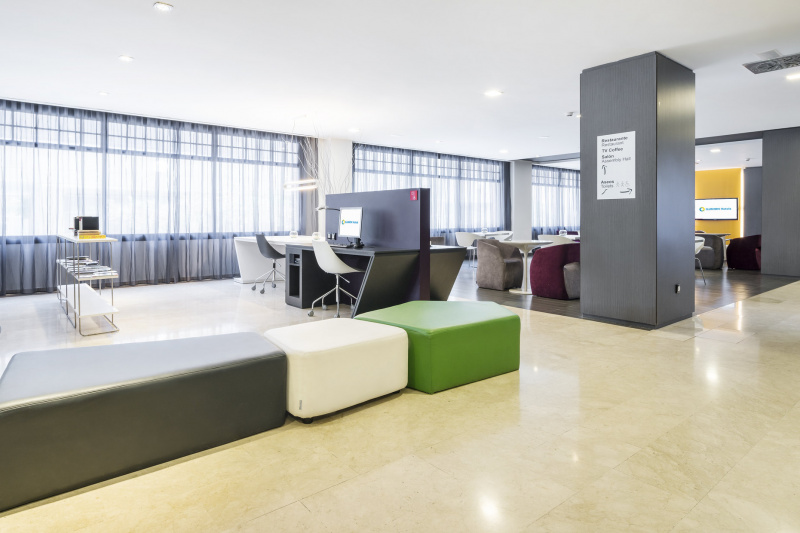 Lobby with business center and seating area