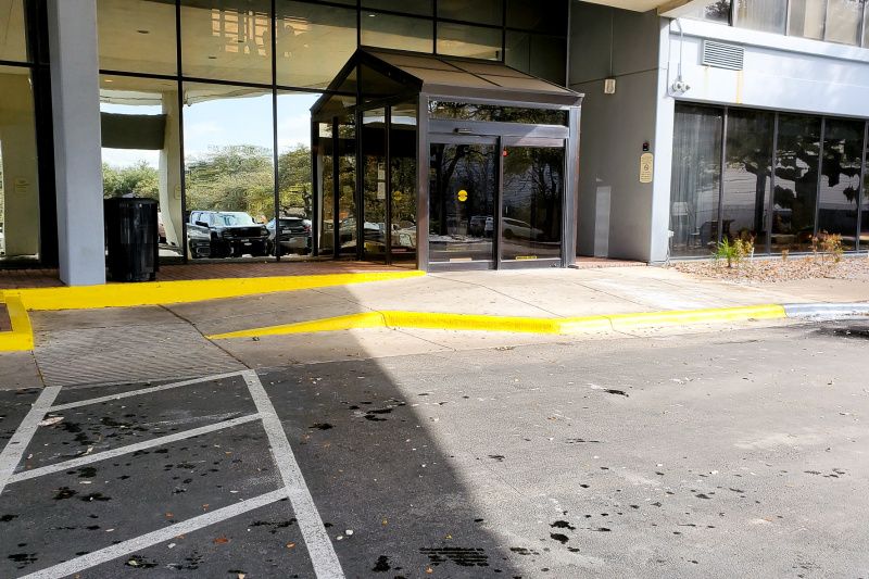 Hotel entrance with automatic doors
