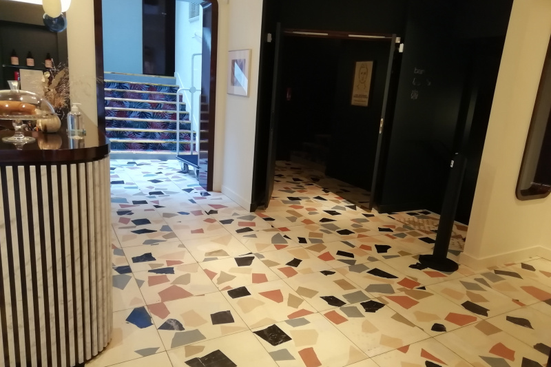 The hotel lobby