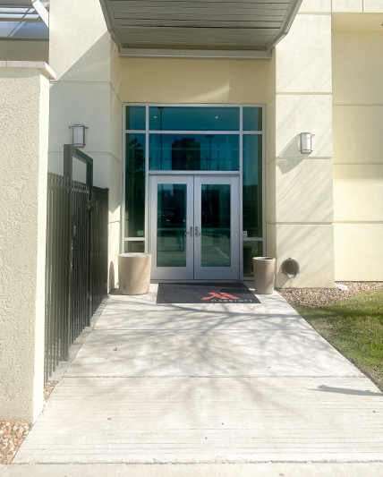 Hotel entrance with double doors