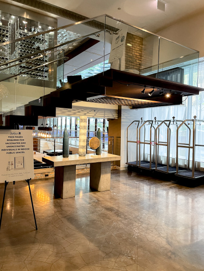 The hotel lobby