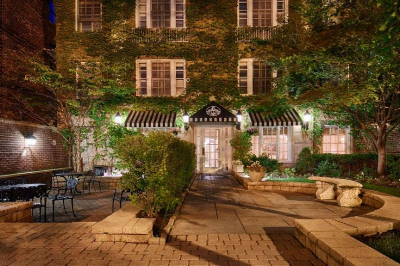 Hotel building and garden
