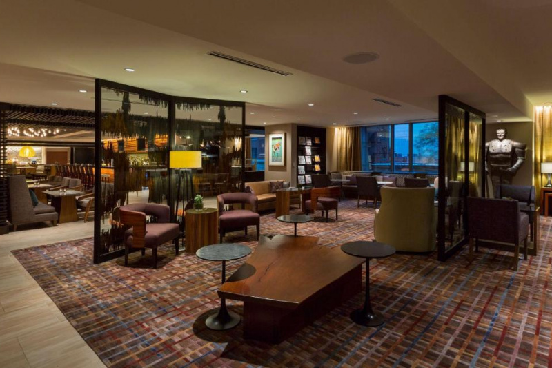 The hotel lobby