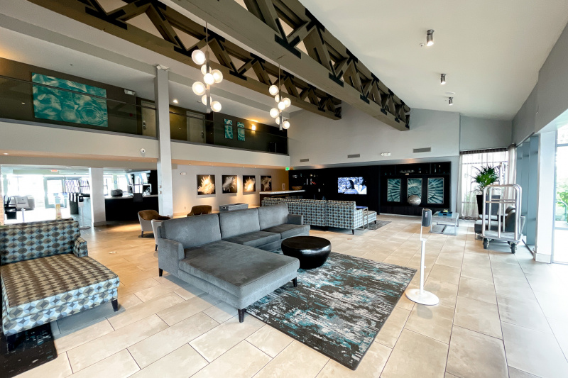 The hotel lobby