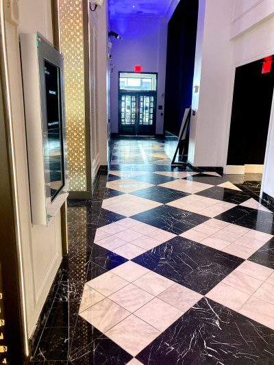 Lobby entrance with marble tiles