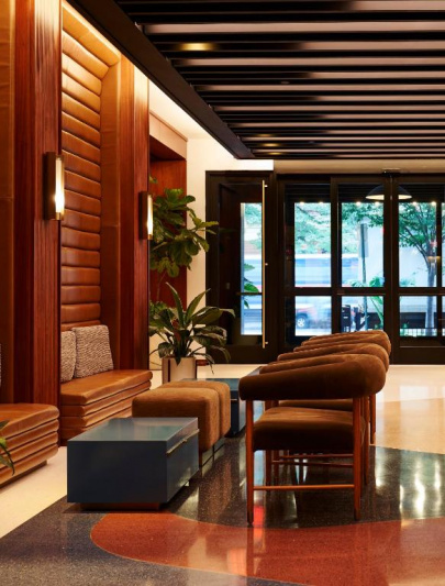 The hotel lobby