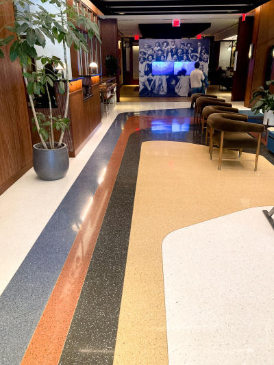 The hotel lobby