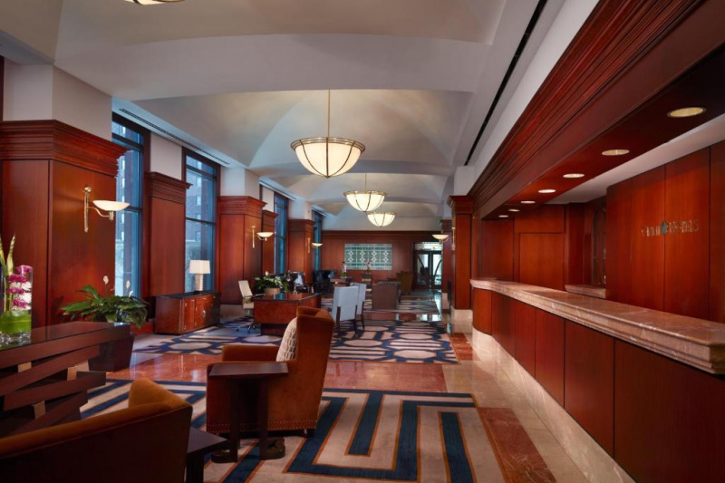 The hotel lobby