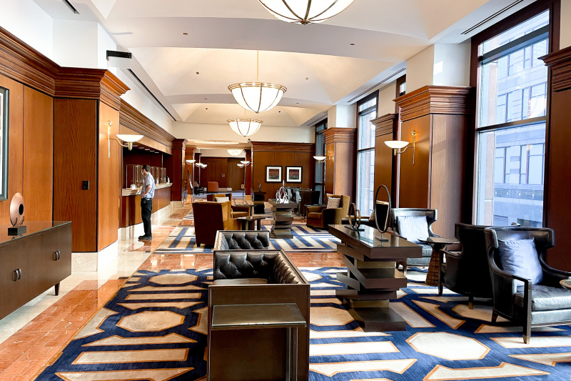 The hotel lobby
