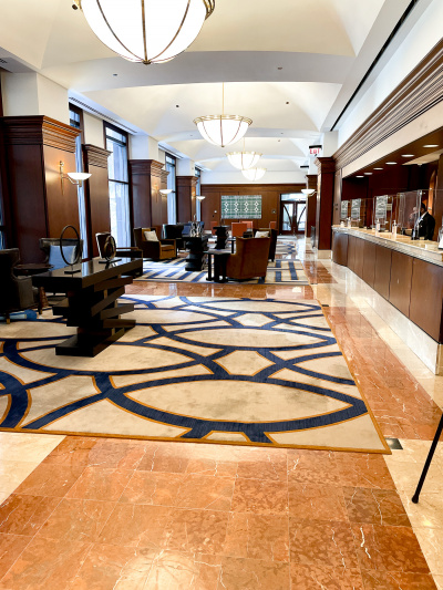 The hotel lobby