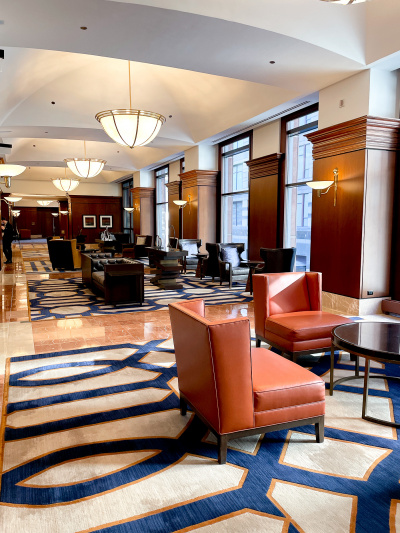 The hotel lobby