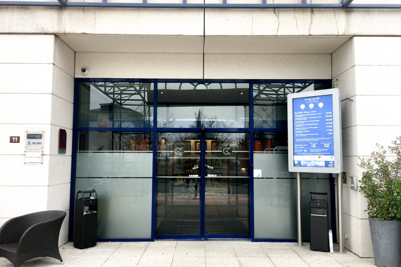Hotel entrance with automatic doors