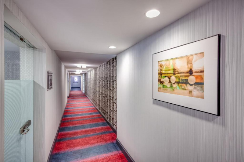 A hotel corridor