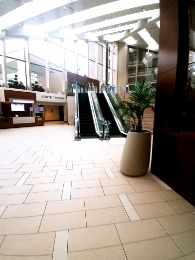 The hotel lobby