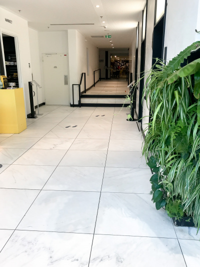 The hotel lobby