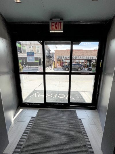 Hotel entrance with automatic doors