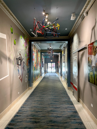 Hotel hallway with modern decor