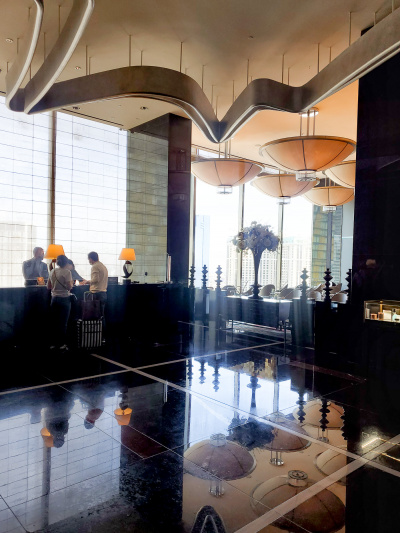 The hotel lobby